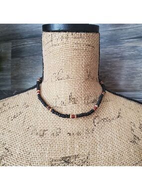 Choker Earthly Necklace Wooden Stone Beads Small